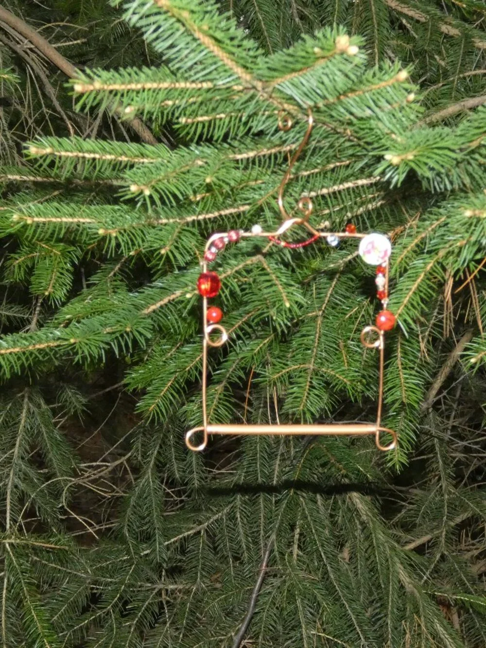 Copper Hummingbird Perch Swing with Detachable Copper Hook Red Beads